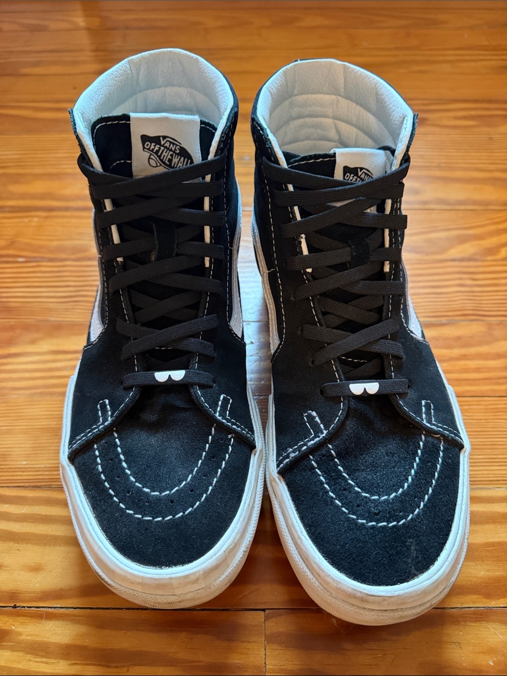 Vans Black and White High-Top Skate Sneakers